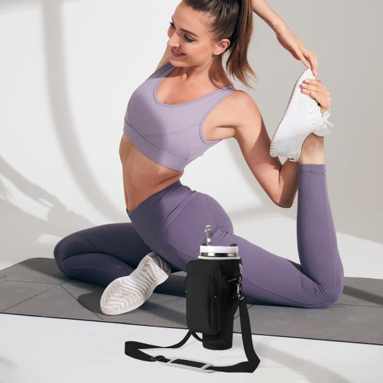 40 Oz Water Bottle Holder with Removable Pouch Pocket Adjustable Strap for Cup Accessories Water Bottle Carrier Bag with Zipper Design for Phone Keys