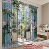 Pink Floral Vine Curtains Digital Printing Delicate Blossoms Green Leaves Fabric Bedroom Living Room Decor Light Filtering Set Of 2 Made Polyester