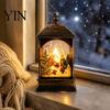 Storytelling Scene Light Vintage Christmas Lantern Night Light, Rectangular Glowing Tabletop Decor for Slender Design Bedside Lamp Mantel Party,