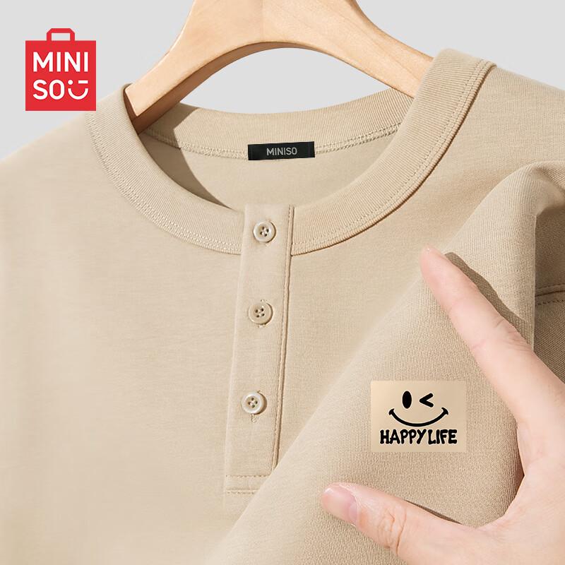 MINISO Men s Trendy Henley Long-Sleeve T-Shirt L