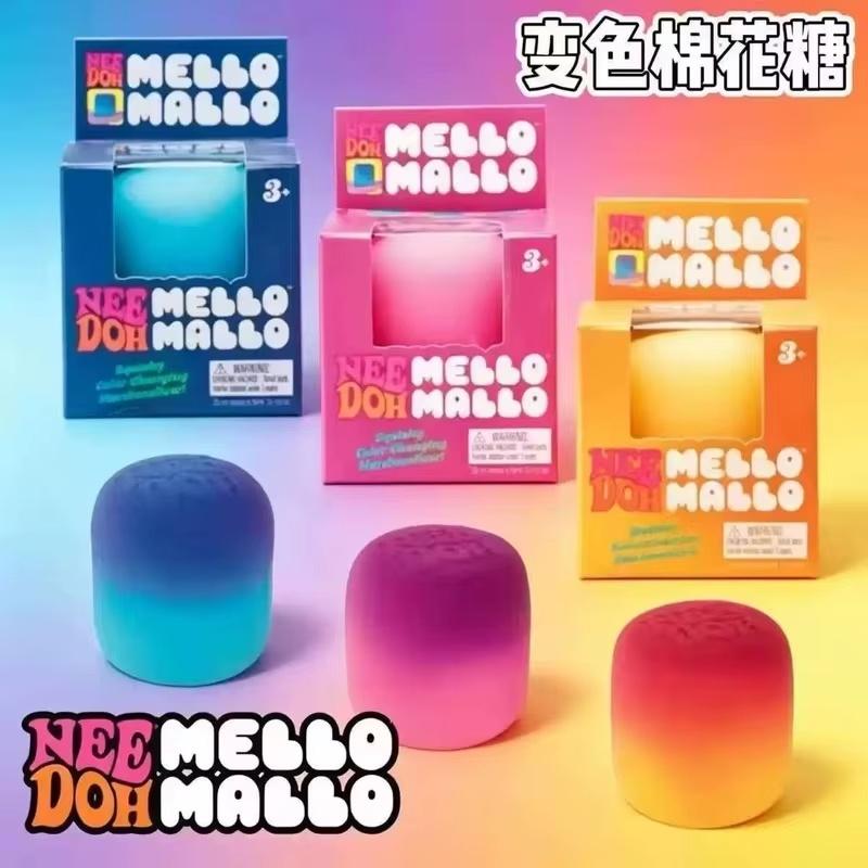 Needoh Mello Mallo Giocattolo Morbido Reattivo ai Raggi UV Texture Marshmallow Rilascio Lento Giocattolo Spremibile Fidget Cambia Colore alla Luce Solare Regalo