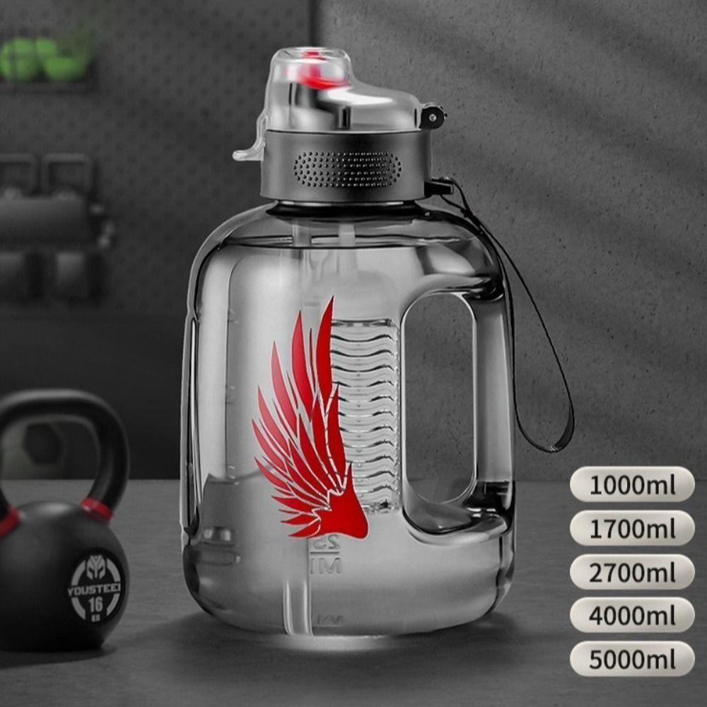 

Tea Separation Straw Water Bottle with Straw Sports Kettle Gym Cup Fitness Bucket Sports Fitness black-4L tea separation