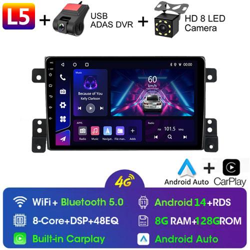 9 Inch 2 Din Car Radio for Suzuki Grand Vitara Escudo 2005-2015 Multimedia Android with Frame Carplay Autoradio Stereo