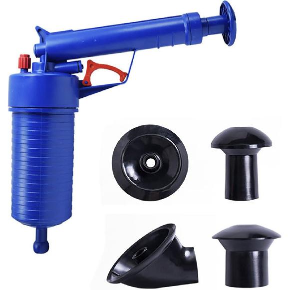 Toilet Plunger, High Pressure Air Drain Blaster Gun Sink Clog Remover Tool Pipe Dredging Unclogger with 4 Sized Suckers for Bathroom Bathtubs Tub