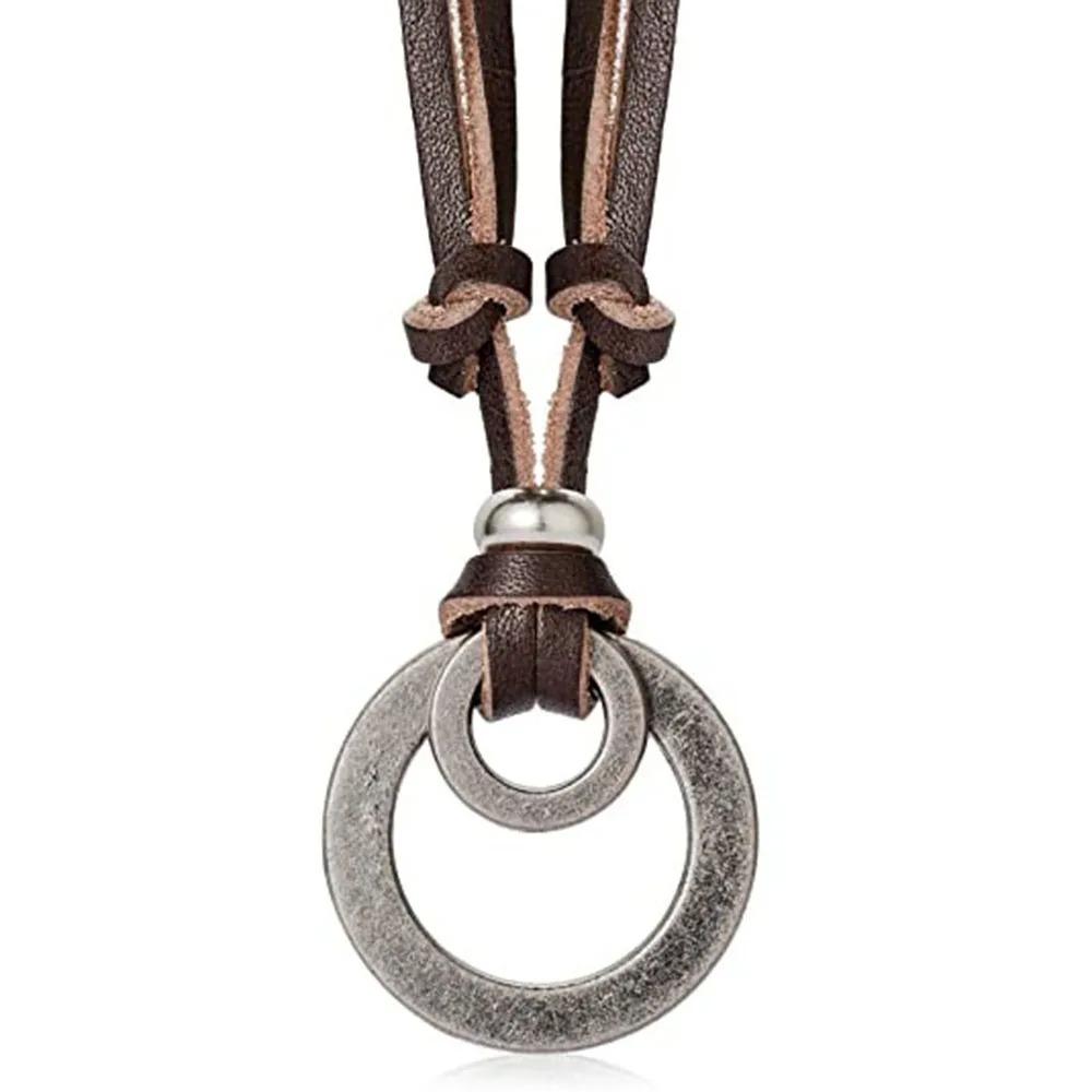 Boho Vintage Herren Halskette Verstellbare Echtes Leder Kordel Halskette Federn Anhänger Lange Charm Halskette Geschenk Handgefertigter Schmuck