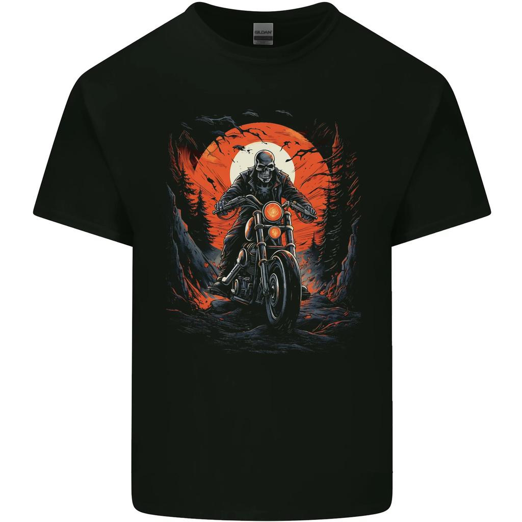 Skull Biker Motorcycle Motorbike Halloween 23 Kids T-Shirt Childrens