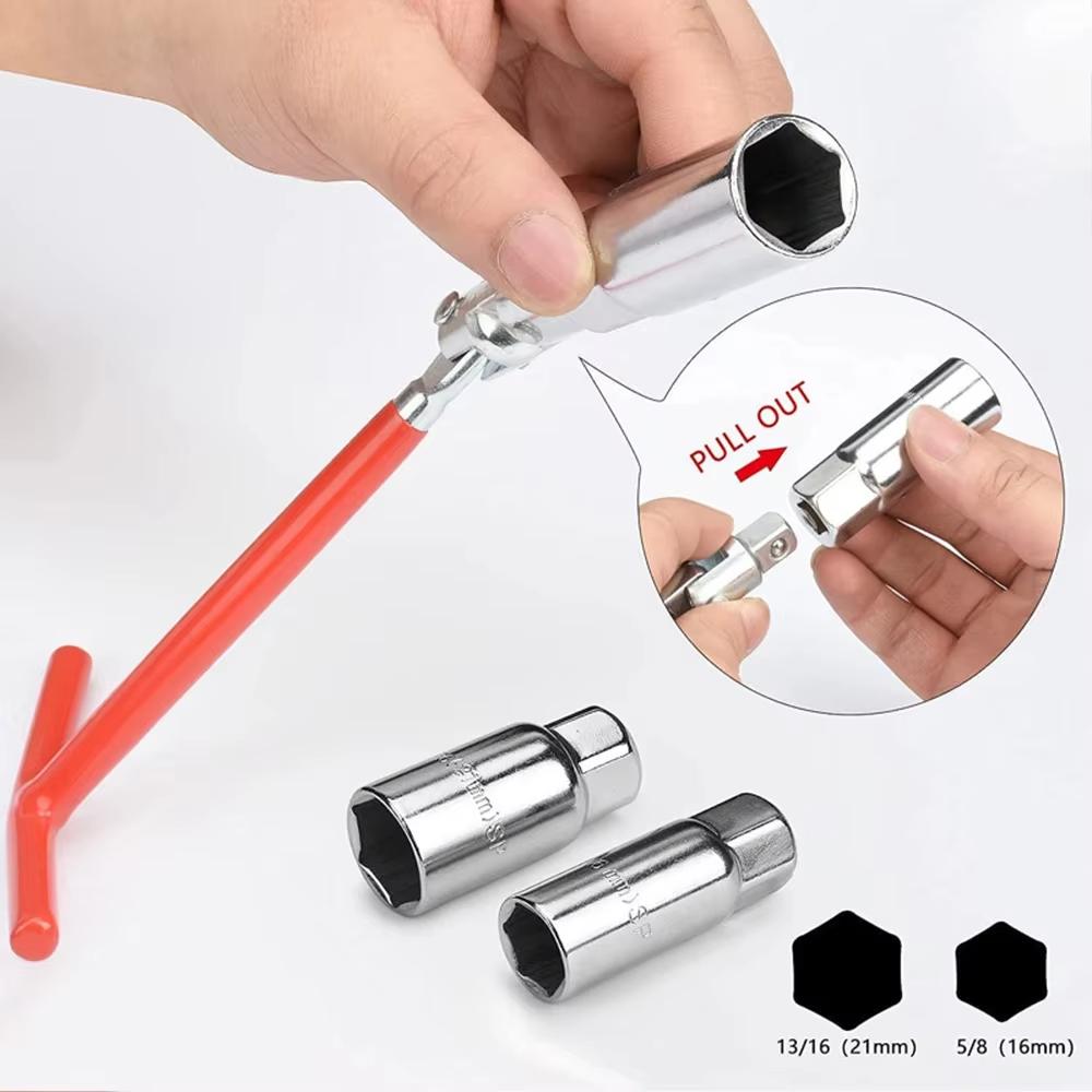 3-in-1 Auto & Motorfiets Reparatie Gereedschapskist Bougietrekker Dopsleutel 16mm (5/8") 21mm (13/16") met T-handvat