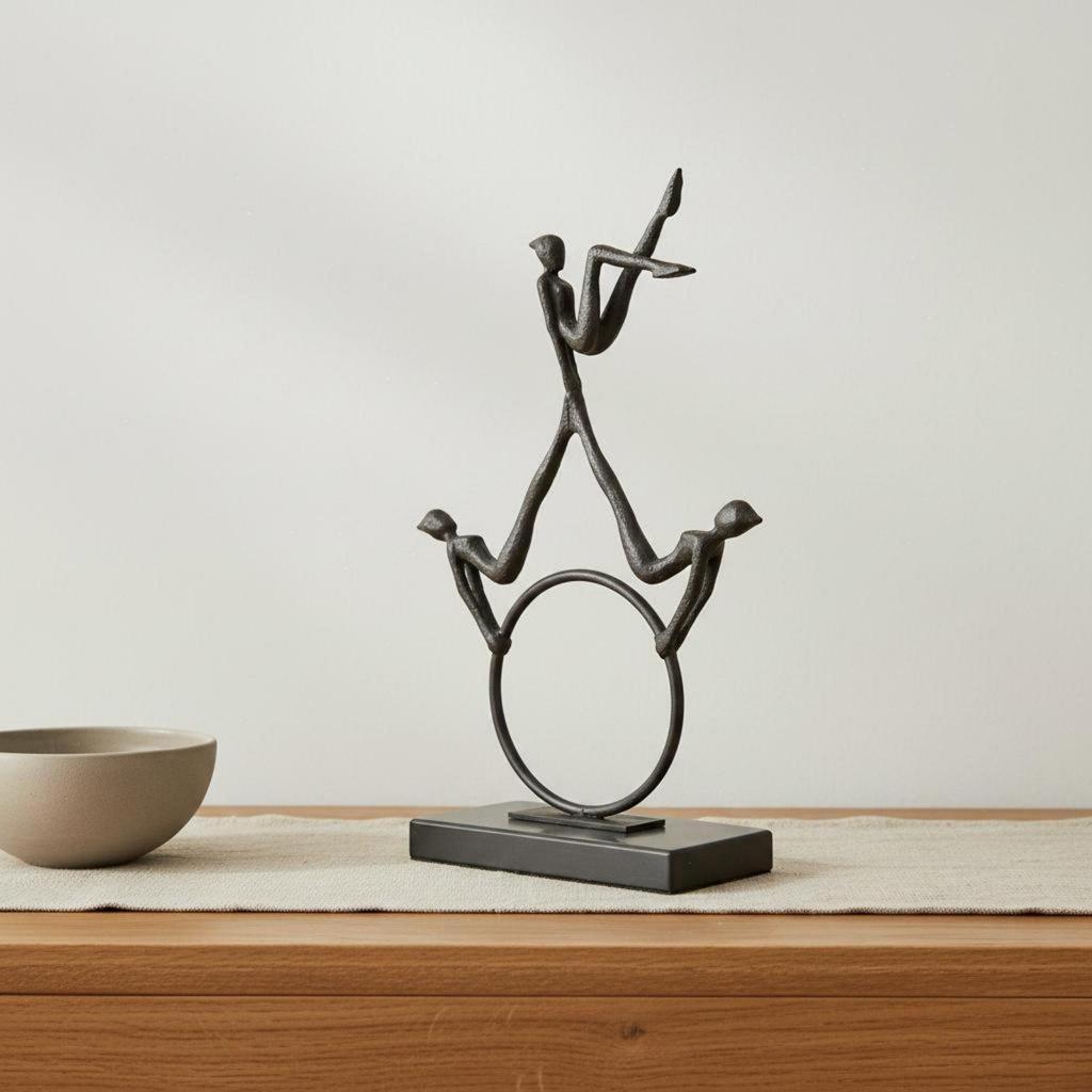 Iron Circle Figure Minimalist Abstract Person Sculpture Modern Nordic Metal