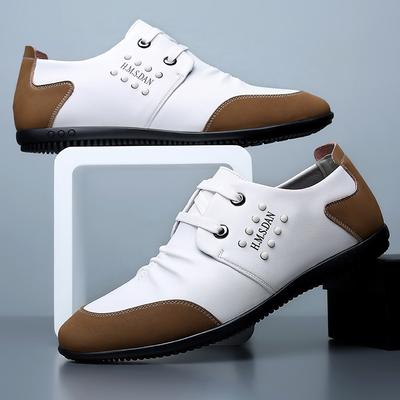 Men's Shoes Spring and Autumn Korean Version Leather Shoes Men's Trend Lace-up Business Casual White Leather Shoes