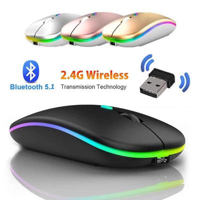 2,4G bezdrôtová myš Bluetooth 5.0 RGB LED svetlá Tiché inteligentné spanie Myš pre prenosný počítač Herná myš Optická myš USB nabíjateľná