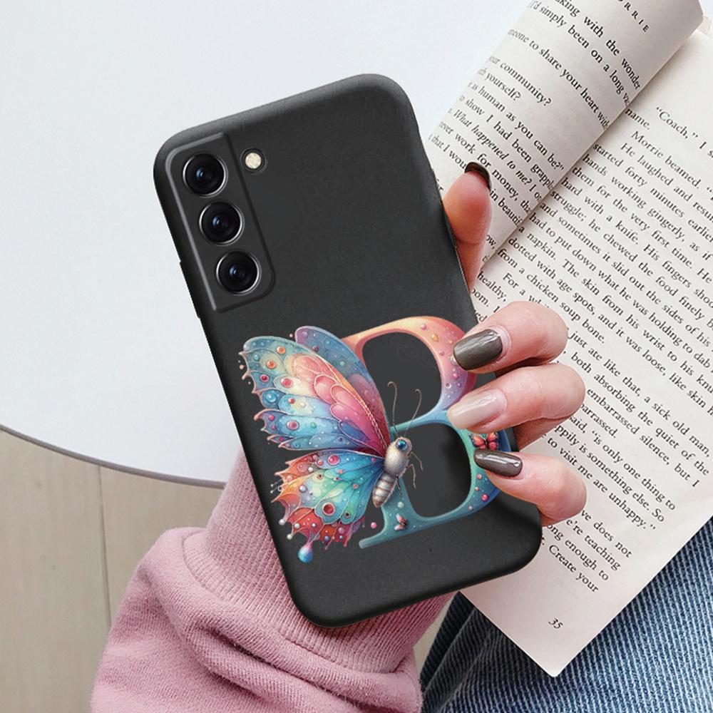 Phone Case Women For Samsung Galaxy S21 FE S22 Plus Girls Bumper Cover Colorful Letter Flower Butterfly Love samsang s22 Ultra