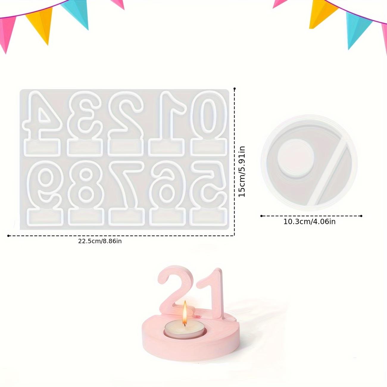 

Birthday Candle Numerical Molds,Silicone Candle Holder Mold Set for DIY Number 0-9 Candlesticks, for Jewelry Casting, Craft Wax