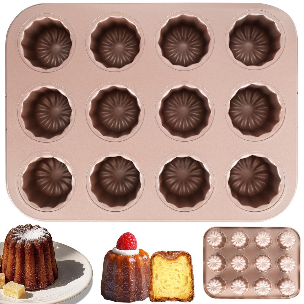 6/9/12 Holes Cake Molud Carbon Steel Cannele Mold Muffin Bakeware Cupcake Pan Non Stick Baking Pans for Baking Kitchen Accessory