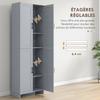 Kitchen Cabinet Height 170 Cm Tall Sideboard with 4 Doors and Adjustable Shelves, Modern Design, Grey