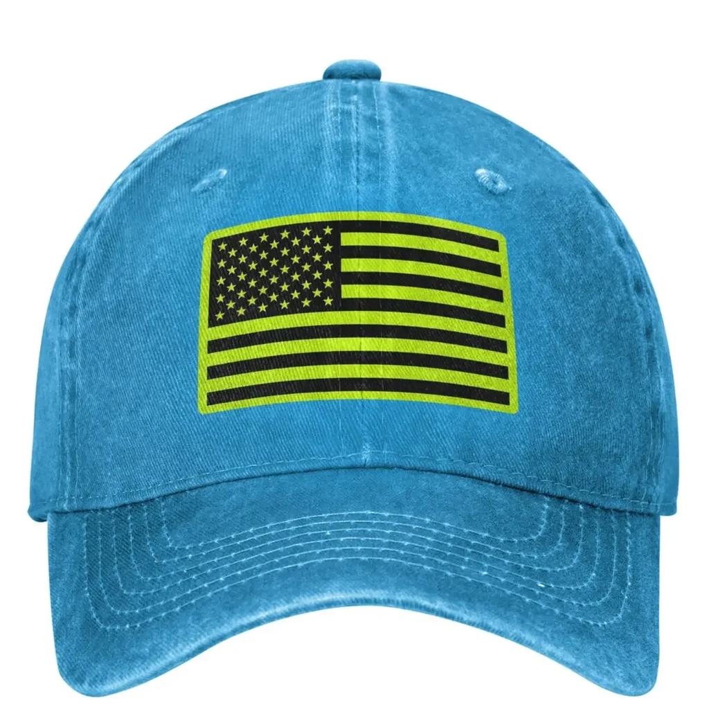 American Flag Construction Safety Green Flag 4th Of July Baseball Cap Sport Breathable Hip Hop Hats Women Unisex Baseball Caps
