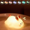 Kinder Niedliches Kleines Kaninchen Nachtlicht Touch Silikon Tier Nachtlampe Wiederaufladbare LED Nachttischlampe Für Kinderzimmer Ideales Geschenk