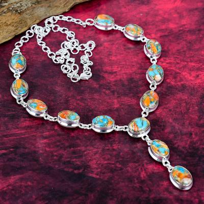 Collana di Ostrica Spinoso Arancione, Gioielli in Pietre Dure Argento Sterling 925, Collana con Catena Regolabile Fatta a Mano, Fantastico Gioiello Regalo per Lei