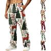Men's Fashion Casual Loose Fit Wide Leg Christmas Print Sports Pants with Pockets