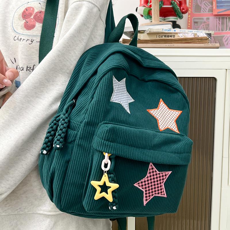 Schoolbag velvet large-capacity backpack 1011 new high school student class schoolbag small fresh solid color cute versatile backpack