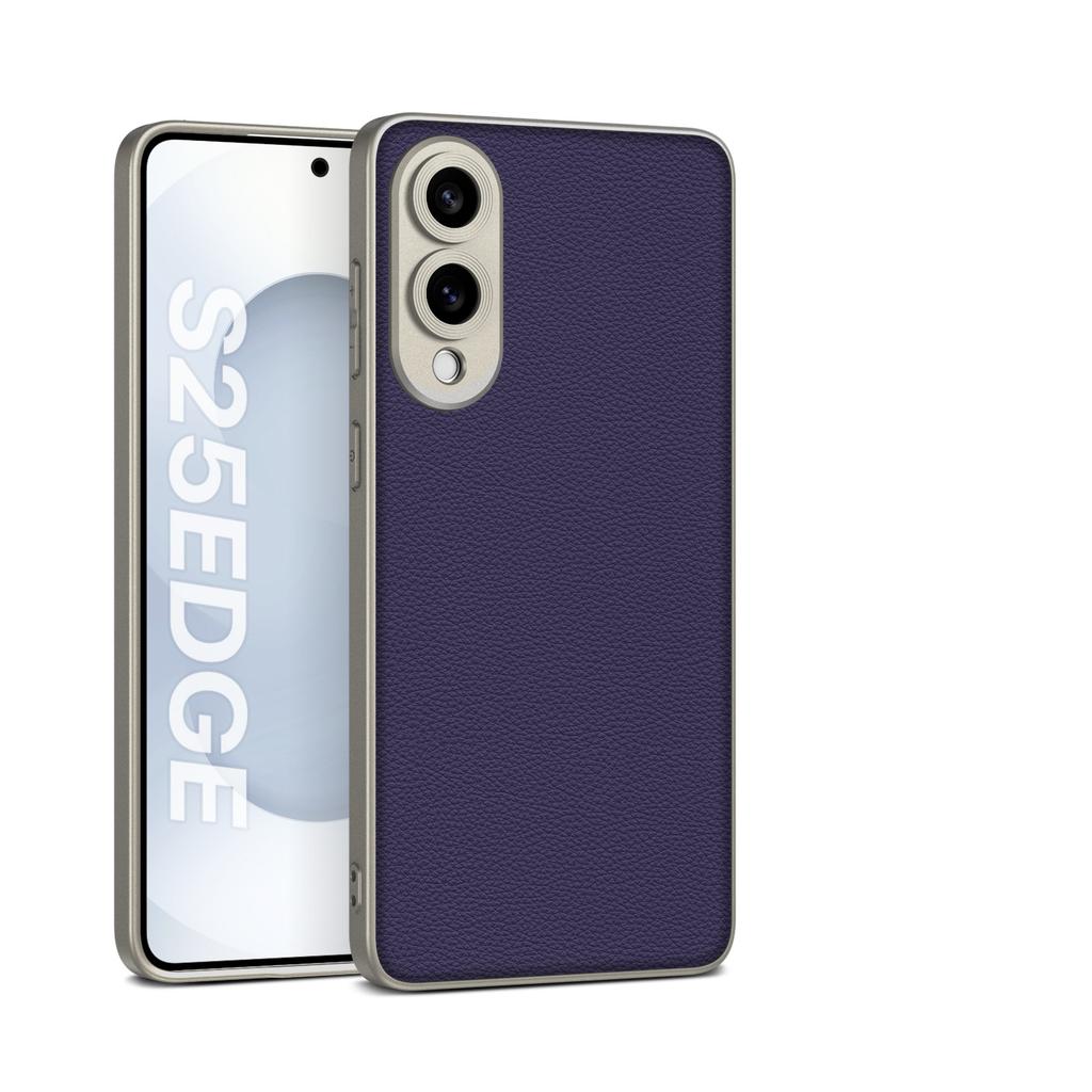 Samsung S25edge Mobile Phone Case Lattice Leather Anti Fall Ultra Thin Leather Case S25EDGE Fine Hole Protective Case