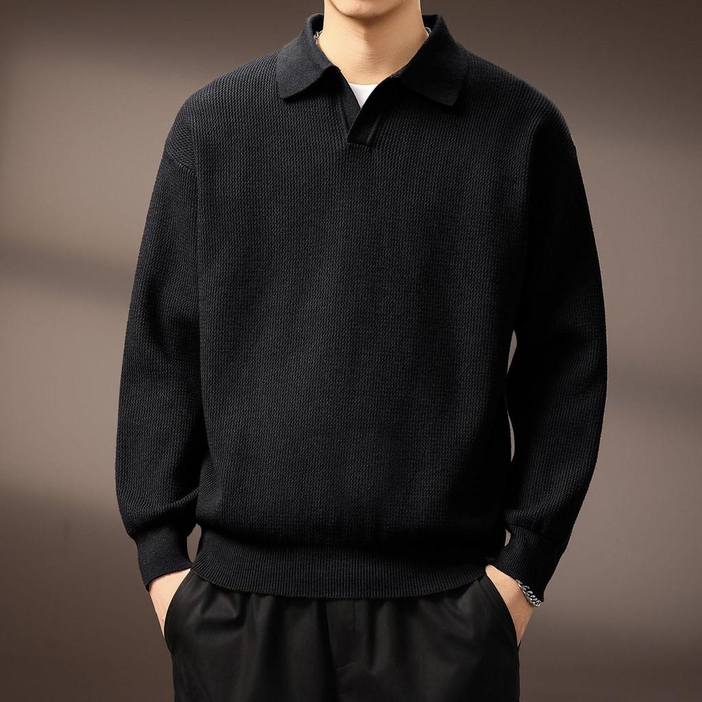 Luxury British Retro Seagull Collar Polo Men's Autumn/Winter Knit Sweater