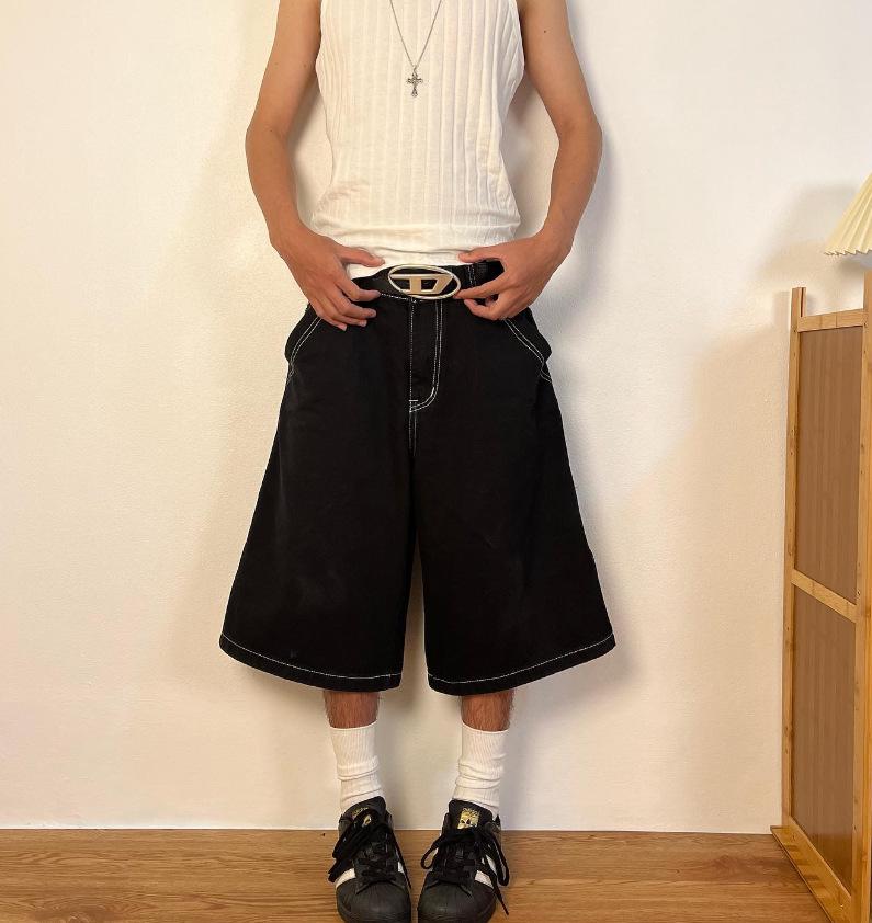 European High Street JNCO Pattern Embroidered Hip-Hop Loose Wide Leg Jeans
