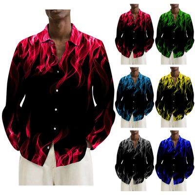 Men's Printed Long Sleeve Shirts Casual Loose Printed Long Sleeve Shirts