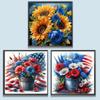 Independence Day Flower 5D DIY Full Drill Round Diamond Painting Kit Home Decor
