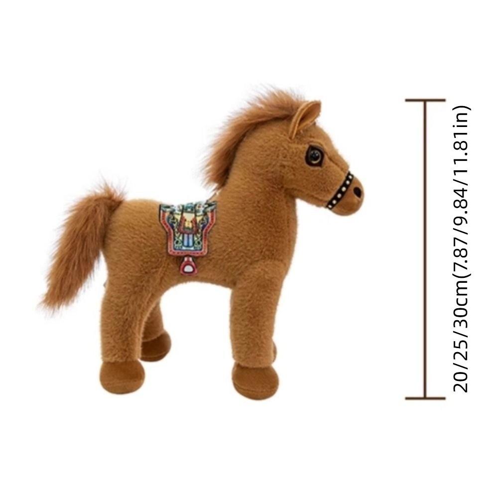 Saddle Standing Foal Plush Doll Long Mane Cartoon Horse Stuffed Toy Room Decoration