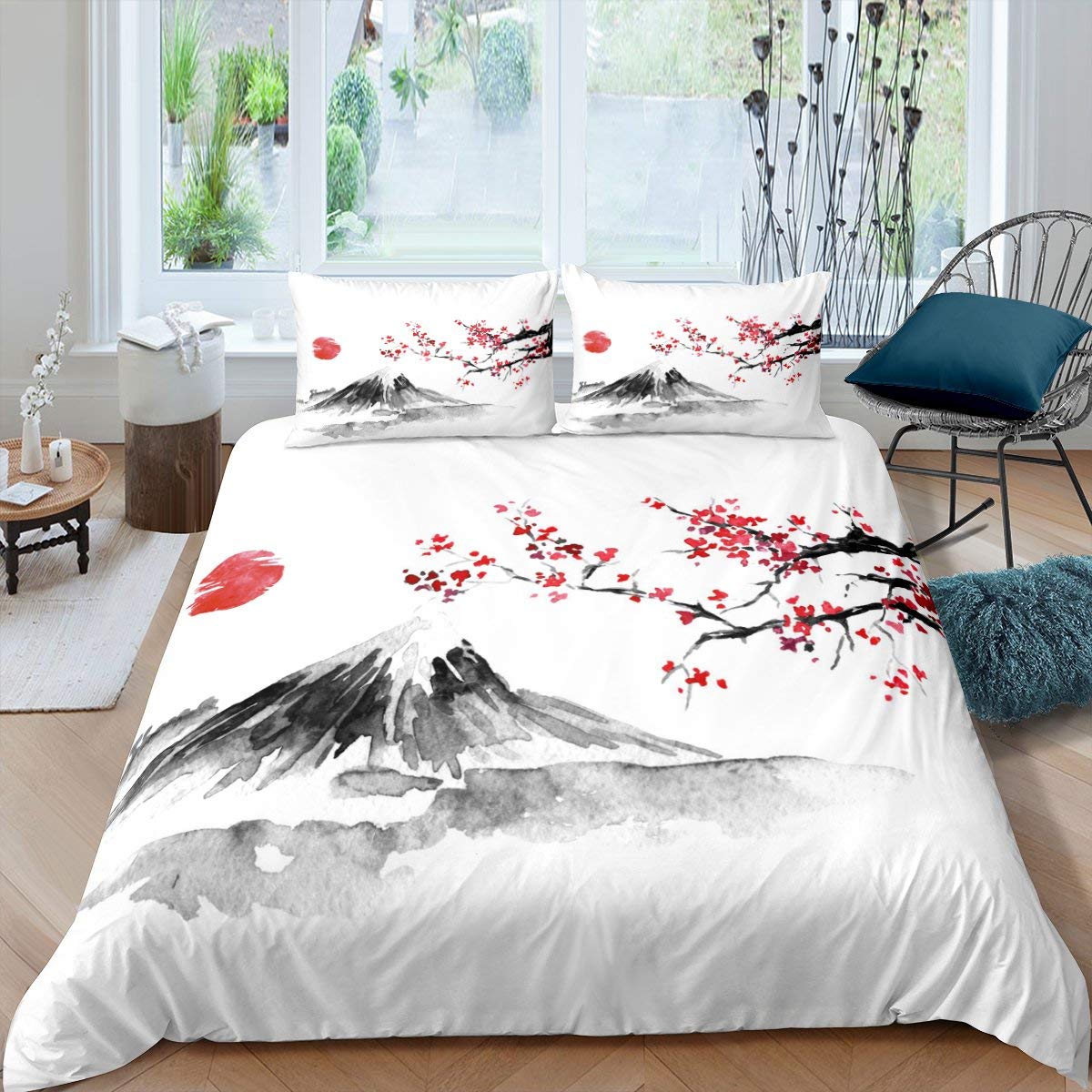 

Japanese Style Bedding Set Traditional Kimono Motifs Comforter Cover Queen Tokyo Duvet Cover Geisha Japan Polyester Quilt Cover 70x133cm 3pcs