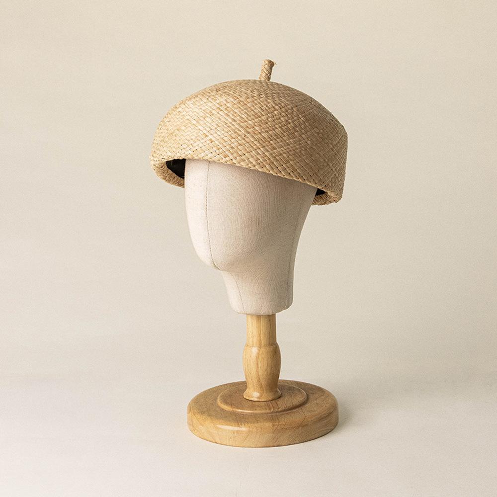 Children s spring and summer new fashion casual retro natural raffia beret painter hat hat S естественный