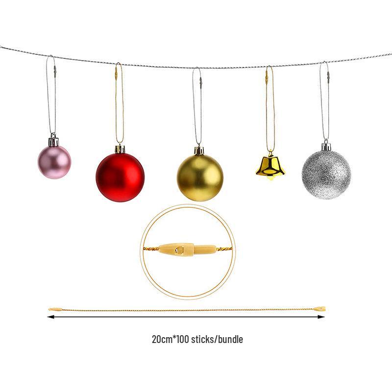 20cm Bullet Head Gold & Silver Thread Christmas Ornament Hanging Ropes, 100 pcs