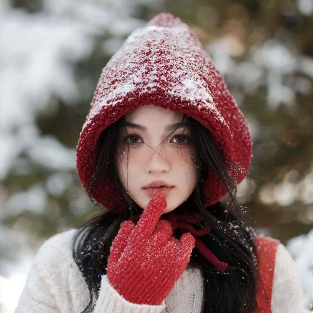 Beanie Lambswool Cap Solid Color Ear Protection Hat Personality Winter Plush Hat  Gifts