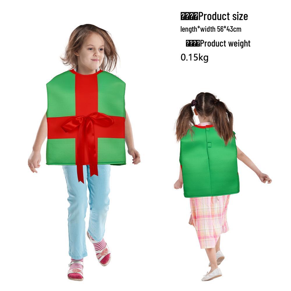

Kids Santa Claus Christmas Costume with Candy Cane Gift Box - Perfect for Parties and Performances Children One Size