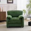 Green Retro Single Sofa with Simple Shape and Double Storage Pocket on the Side, for Small Living Rooms, Balconies, Studies, Bedrooms and Other Rooms