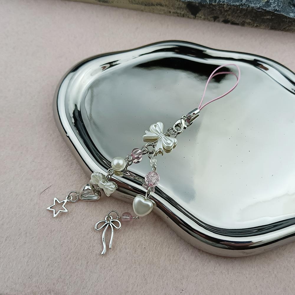 Mobile Phone Strap Cute Decorative Charms Phone Chain Keychain Sweet Beaded Pendant For Keychain Handbag Earphone Case