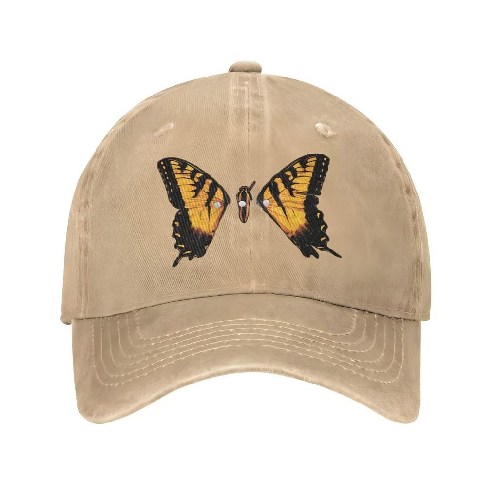 Tiger Swallowtail Butterfly Baseball Cap Distressed Polyester Casual Adjustable Hat for Adults