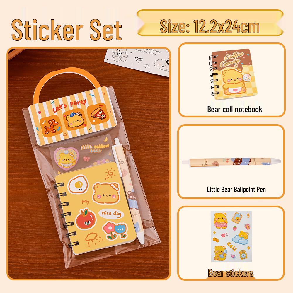 Yellow Little Bear Stationery Set - Class Reward, Birthday Party Favor, Student Gift