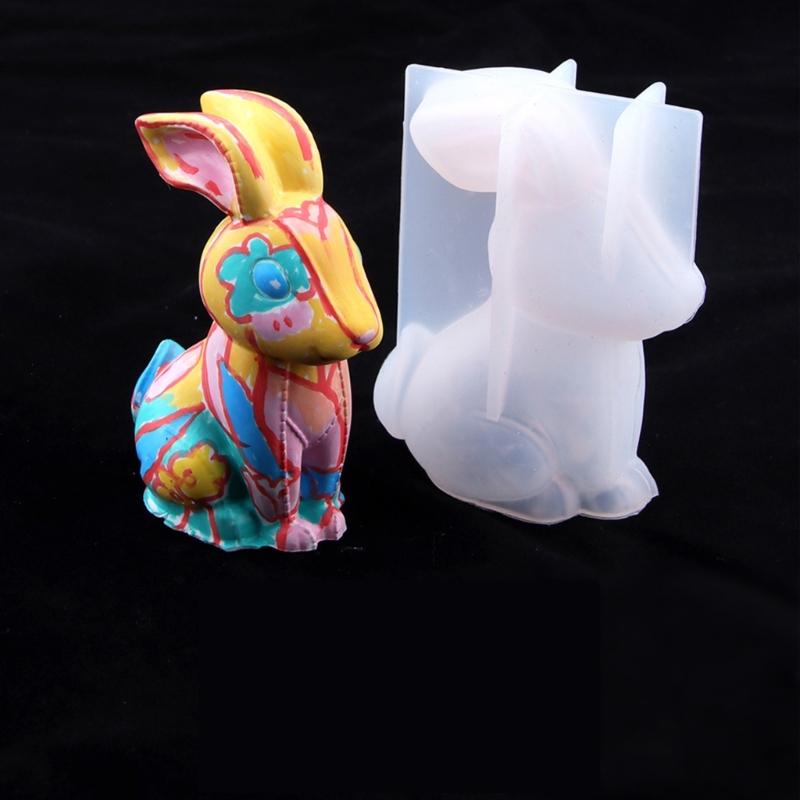 3D Kaninchen Silikonformen Osterhase Silikonformen für DIY Kunsthandwerk Gipsornament Osterdekorationen
