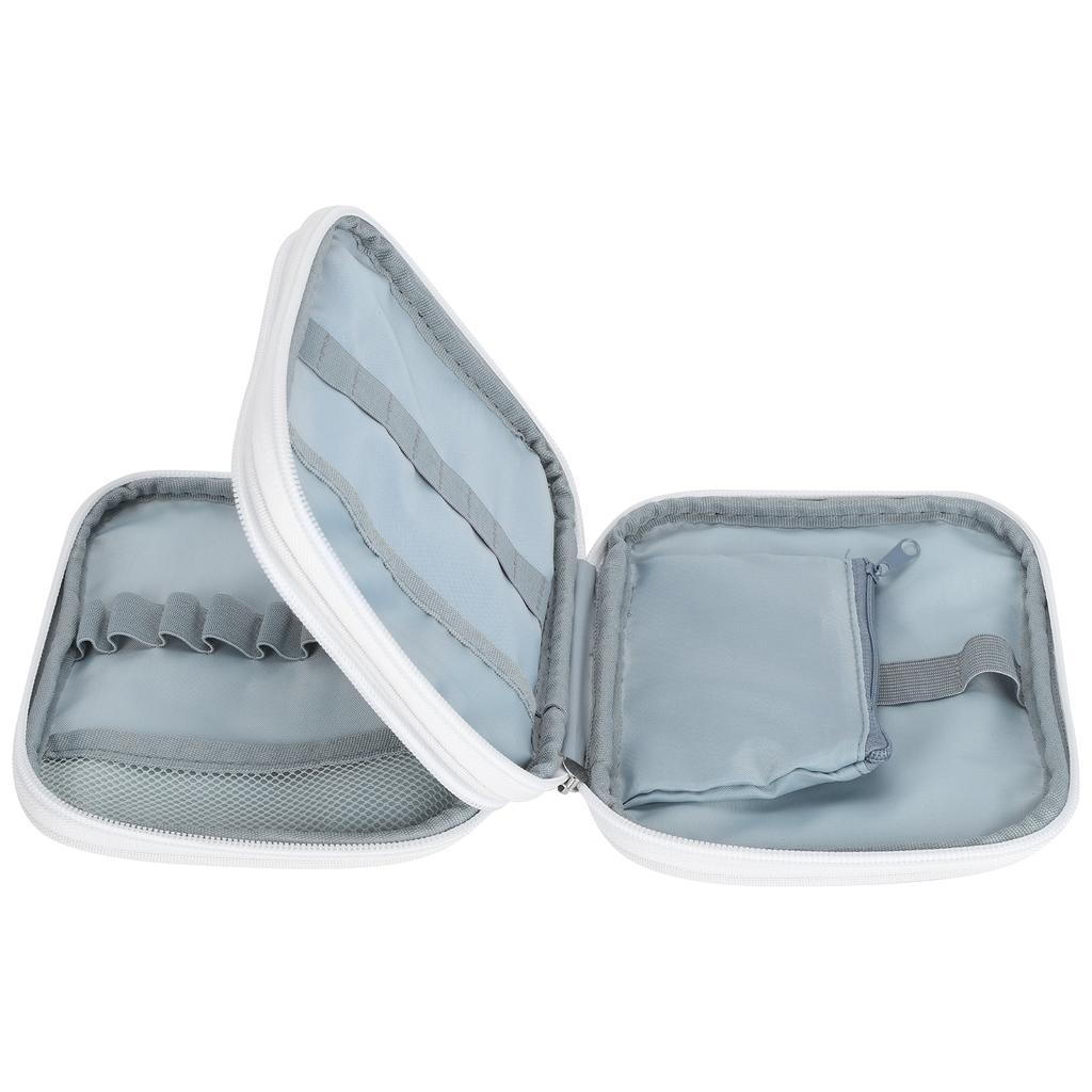 Knitting Tools Storage Case Double Layer Crochet Hook Zipper Bag with Mesh Pockets