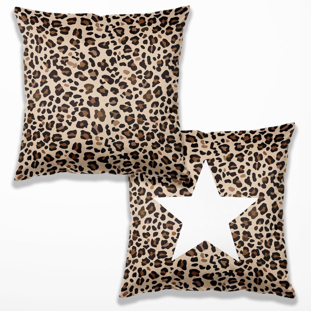 Preppy Star Lucky 8 Ball Cheetah Leopard Print Room Decor Pillow Cover 18x18 Set of 2,Leopard Gifts for Women,Cheetah Print Gifts,Coquette Pillow