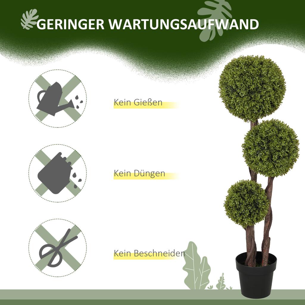 Artificial Boxwood Tree, Artificial Plant, Realistic Look, Outdoor, Green + Black