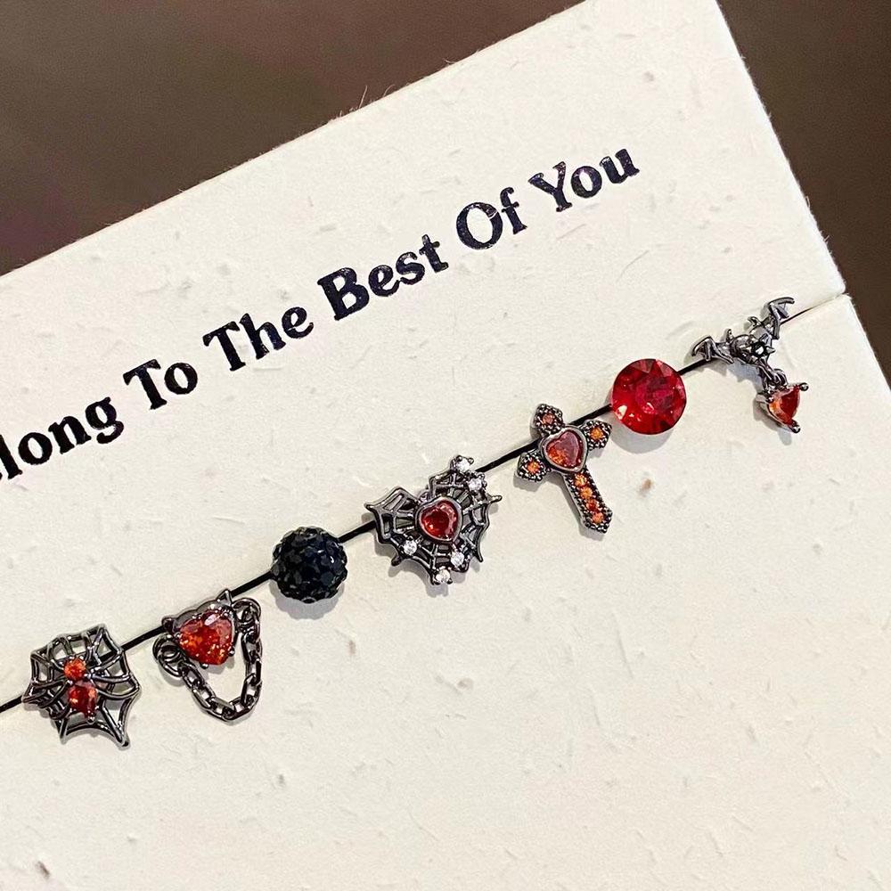 Titanium Steel Earring Set New Heart-Shaped Cross Black Spider 316L Stainless Steel Earring Shiny Y2K Earrings Accessories Gifts