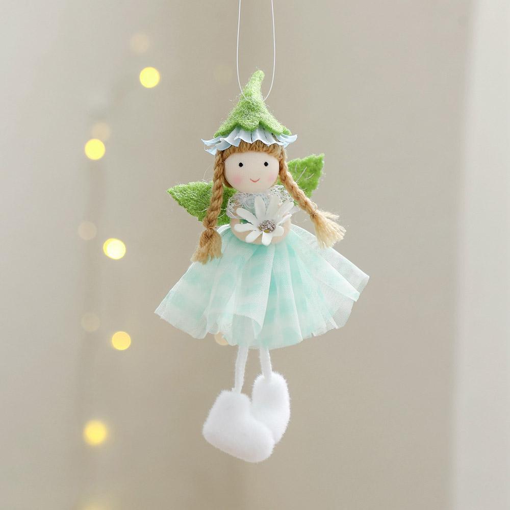 Plaid Skirt Girl Pendant With Tulle Flower Spring Daisy Doll For Party Home Shopwindow Hanging Ornament Decoration Supplies