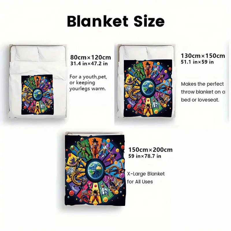 Dragon Ball Fade Resistant Blanket Soft Durable Flannel Throw for Living Room Bedroom Anime Lovers THW