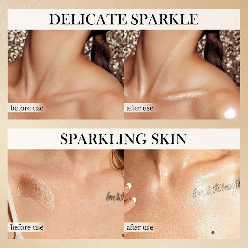 Shimmer Face And Body Oil,Silky Glow Body Glitter Cream Liquid Highlighter Makeup,Luminated Liquid Bronzer Body Glow Lotion Less