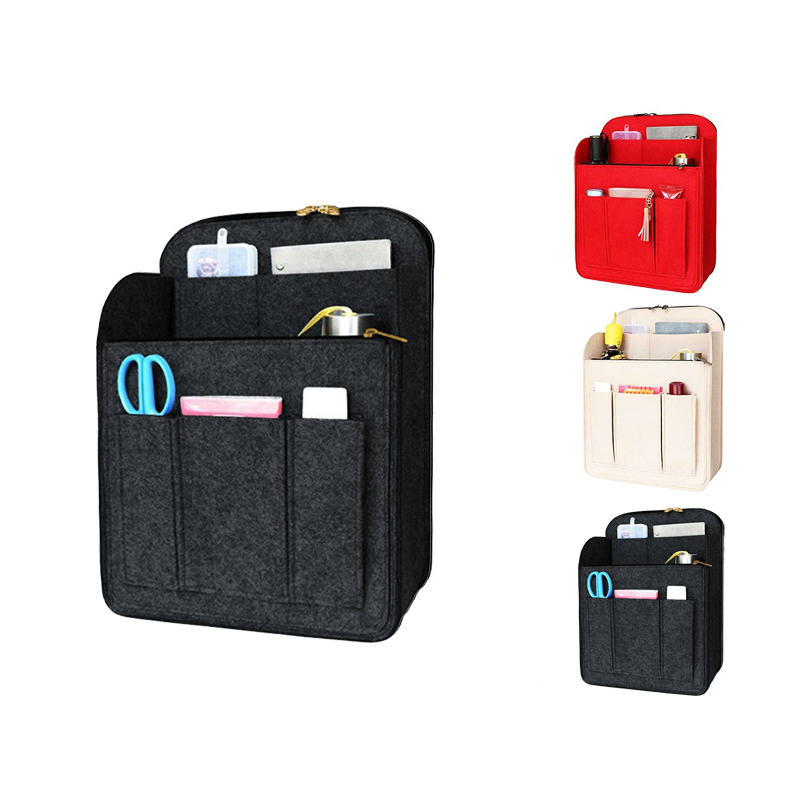 Multi-Grid Felt Backpack Organizer Insert for Women And Men Lightweight Travel Rucksack Insert with Zipper Pockets