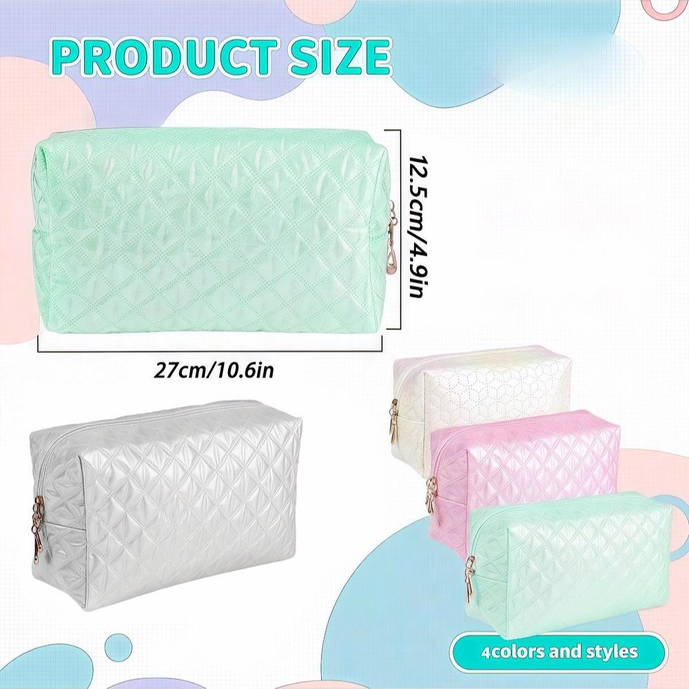 Multi-colored quilted travel makeup storage bag, with large capacity for storing essential skincare products for women.zwq