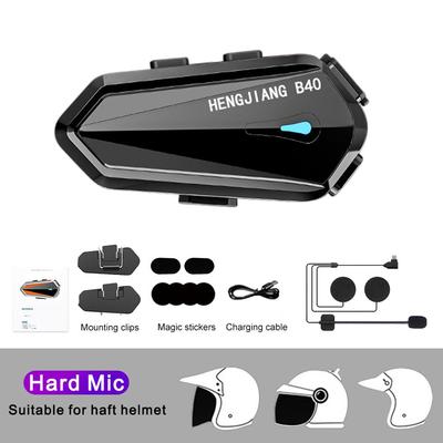 B40 Motorcycle Helmet Headset 1600mAh Long Life HIFI Stereo Voice Control Bluetooth Hands-Free Call IPX7 Waterproof Ambient Light for Moto Interphone