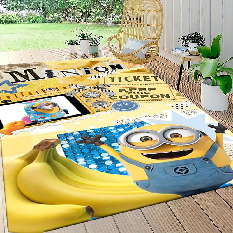 Minion Adventure Ticket Carpet Rug Soft Washable Antislip Home Living Room Sofa Mats Personalized Christmas Rug
